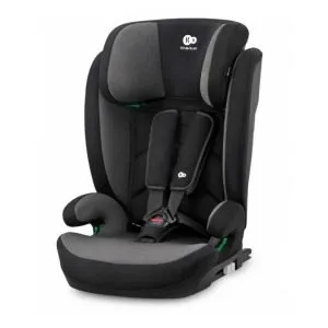 Ergonomic black and grey Kinderkraft child safety car seat for toddlers, offered in premium taxi services.